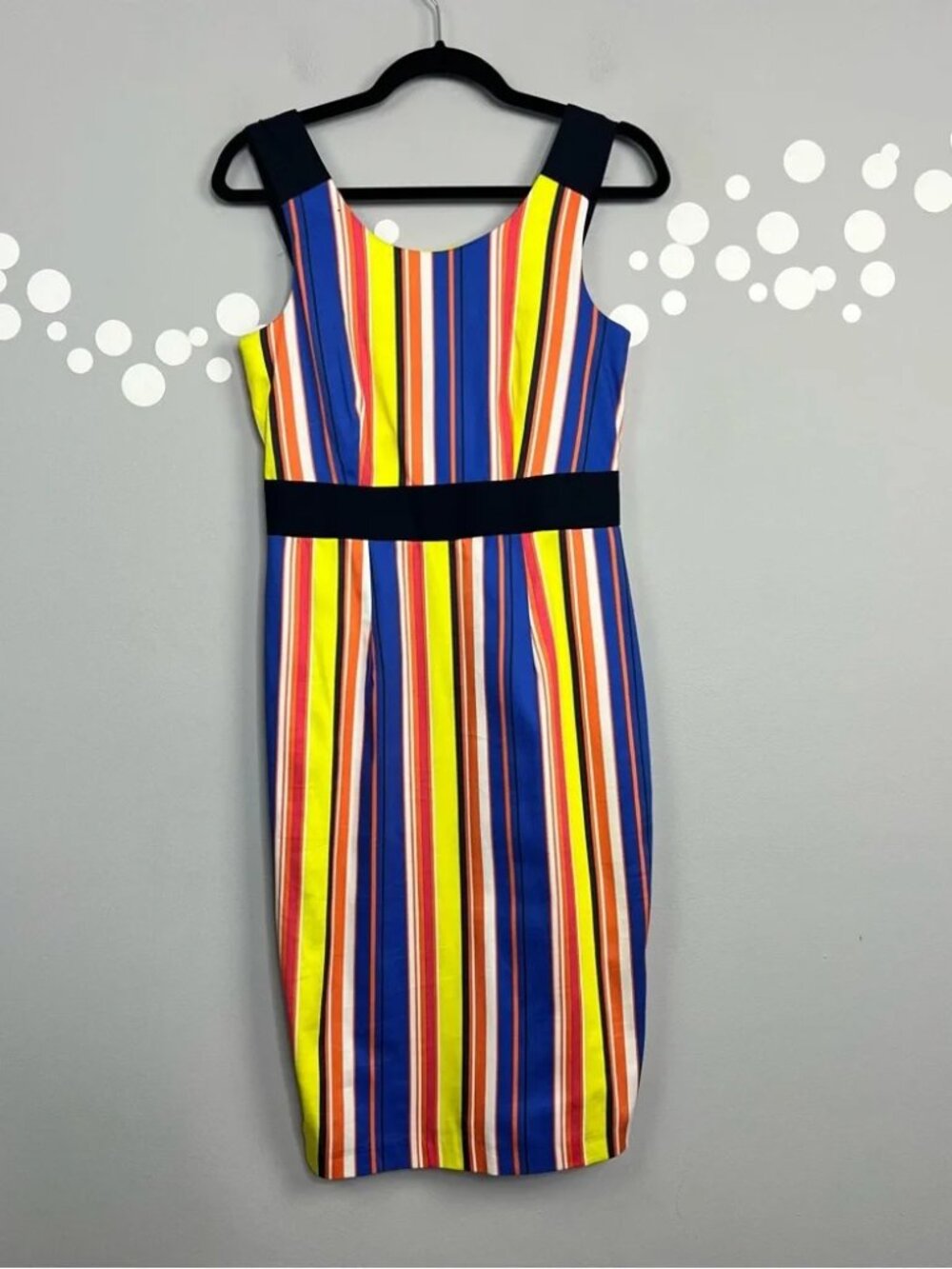 NWT Closet London Multicolor Striped Pencil Dress Contrast Waist Size 4